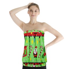 Christmas pattern - green and red Strapless Top