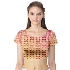 Orange Ombre Mosaic Pattern Short Sleeve Crop Top (tight Fit) by TanyaDraws