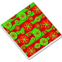 Snowflake Red And Green Pattern Small Memo Pads by Valentinaart