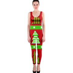 Christmas Trees Pattern Onepiece Catsuit by Valentinaart