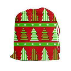 Christmas Trees Pattern Drawstring Pouches (xxl) by Valentinaart