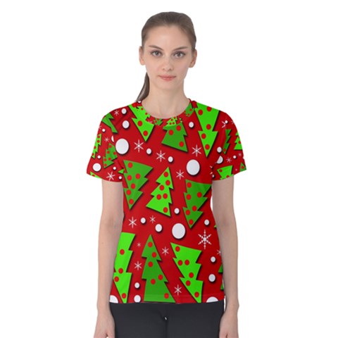 Twisted Christmas Trees Women s Cotton Tee by Valentinaart