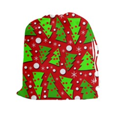 Twisted Christmas Trees Drawstring Pouches (xxl) by Valentinaart