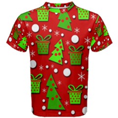 Christmas Trees And Gifts Pattern Men s Cotton Tee by Valentinaart