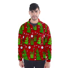 Christmas Trees And Gifts Pattern Wind Breaker (men) by Valentinaart
