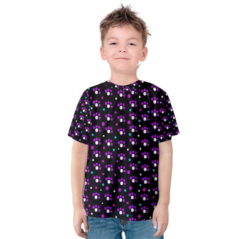 Purple Dots Pattern Kid s Cotton Tee by Valentinaart