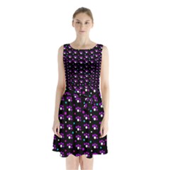 Purple Dots Pattern Sleeveless Chiffon Waist Tie Dress by Valentinaart