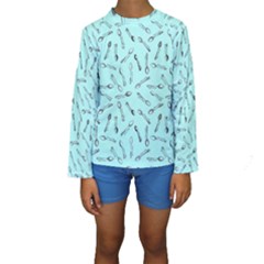 Spoonie Strong Print In Light Turquiose Kid s Long Sleeve Swimwear by AwareWithFlair