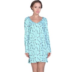 Spoonie Strong Print In Light Turquiose Long Sleeve Nightdress by AwareWithFlair