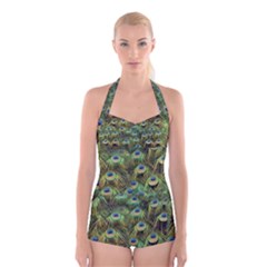 Peacocks Are The Best Boyleg Halter Swimsuit  by fashionnarwhal
