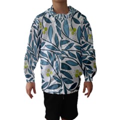 Blue floral design Hooded Wind Breaker (Kids)