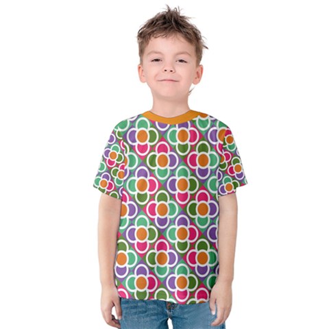 Modernist Floral Tiles Kid s Cotton Tee by DanaeStudio