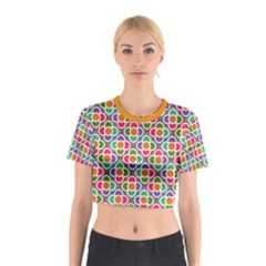 Modernist Floral Tiles Cotton Crop Top