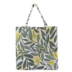 Green Floral Pattern Grocery Tote Bag by Valentinaart