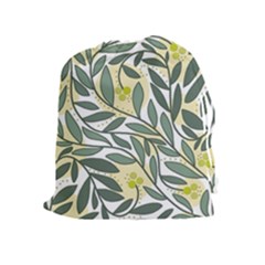 Green Floral Pattern Drawstring Pouches (extra Large) by Valentinaart