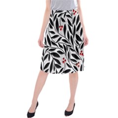 Red, Black And White Elegant Pattern Midi Beach Skirt