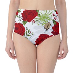 Red Roses High-waist Bikini Bottoms