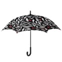 Black, red, and white floral pattern Hook Handle Umbrellas (Large) View3
