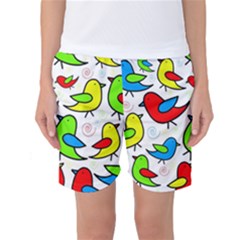 Colorful Cute Birds Pattern Women s Basketball Shorts by Valentinaart