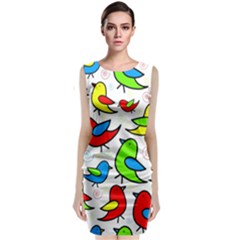 Colorful Cute Birds Pattern Classic Sleeveless Midi Dress by Valentinaart