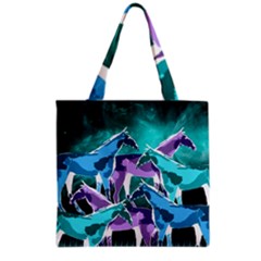  Horses Under A Galaxy Grocery Tote Bag by DanaeStudio