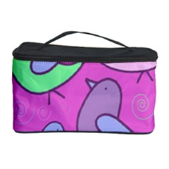 Pink Birds Pattern Cosmetic Storage Case by Valentinaart