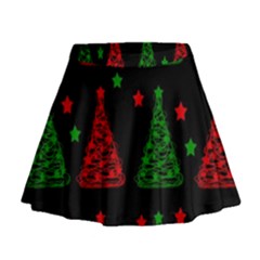 Decorative Christmas Trees Pattern Mini Flare Skirt by Valentinaart