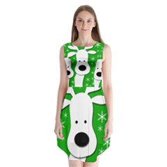 Christmas Reindeer - Green Sleeveless Chiffon Dress   by Valentinaart