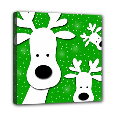 Christmas Reindeer - Green 2 Mini Canvas 8  X 8  by Valentinaart