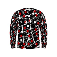 Red And White Dots Kids  Sweatshirt by Valentinaart