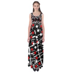 Red And White Dots Empire Waist Maxi Dress