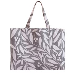 Gray And White Floral Pattern Zipper Mini Tote Bag by Valentinaart