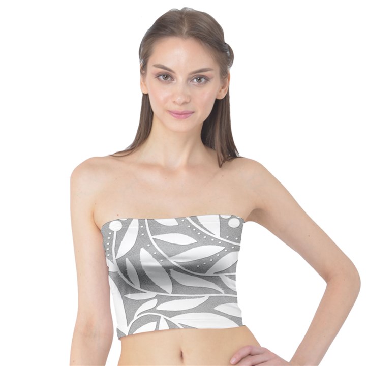 Gray and white floral pattern Tube Top