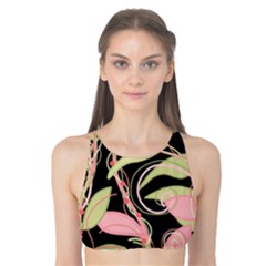 Pink And Ocher Ivy Tank Bikini Top by Valentinaart