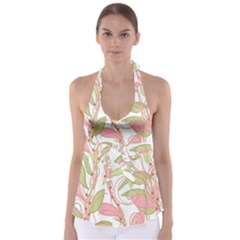 Pink And Ocher Ivy 2 Babydoll Tankini Top by Valentinaart