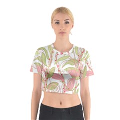 Pink And Ocher Ivy 2 Cotton Crop Top by Valentinaart