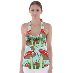 Mushrooms  Babydoll Tankini Top by Valentinaart