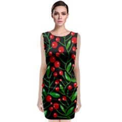Red Christmas Berries Classic Sleeveless Midi Dress by Valentinaart