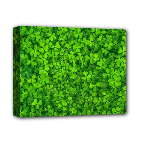 Shamrock Clovers Green Irish St  Patrick Ireland Good Luck Symbol 8000 Sv Deluxe Canvas 14  X 11  by yoursparklingshop