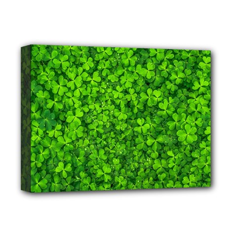 Shamrock Clovers Green Irish St  Patrick Ireland Good Luck Symbol 8000 Sv Deluxe Canvas 16  X 12   by yoursparklingshop