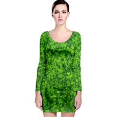 Shamrock Clovers Green Irish St  Patrick Ireland Good Luck Symbol 8000 Sv Long Sleeve Bodycon Dress by yoursparklingshop