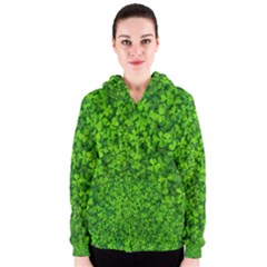 Shamrock Clovers Green Irish St  Patrick Ireland Good Luck Symbol 8000 Sv Women s Zipper Hoodie by yoursparklingshop