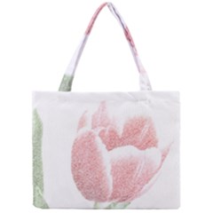 Red Tulip Pencil Drawing Mini Tote Bag by picsaspassion