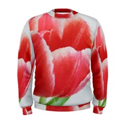 Tulip Red Watercolor Painting Men s Sweatshirt by picsaspassion