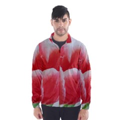 Tulip Red Watercolor Painting Wind Breaker (men) by picsaspassion