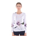 White Magnolia pencil drawing art Women s Long Sleeve Tee View1