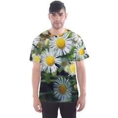 White Summer Flowers Oil Painting Art Men s Sport Mesh Tee