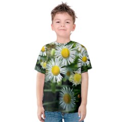 White Summer Flowers Oil Painting Art Kids  Cotton Tee