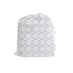  Honeycomb - Diamond Black And White Pattern Drawstring Pouches (large) 