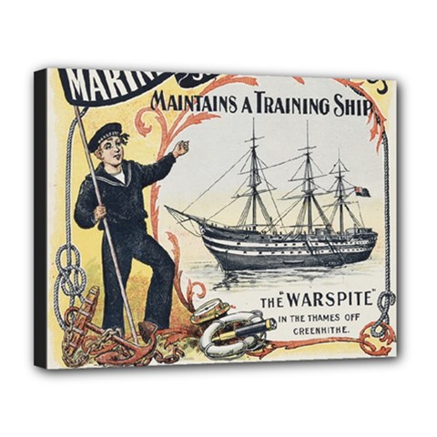 Vintage Advertisement British Navy Marine Typography Canvas 14  X 11  by yoursparklingshop